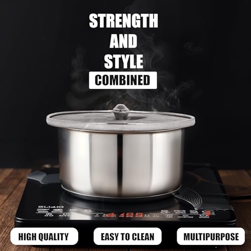 Image of Kitchen Expert Steel Net Cover Jali| Set Of 2 (18cm & 23cm)| Milk Net Lids /Tope /Chiba | Suitable For Pots /Pan /Kadhai /Bowls | Strong & sturdy Handle | Multipurpose Lid |