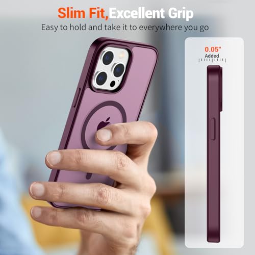 Image of SUPFINE Magnetic for iPhone 12 Pro Max Case (Compatible with MagSafe) (Military Grade Drop Protection) Slim Translucent Matte Shockproof with Anti-Fingerprint Phone Case,Wine Red