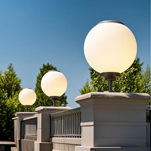 Lámparas exteriores LED y tapas para postes con globos acrílicos 6