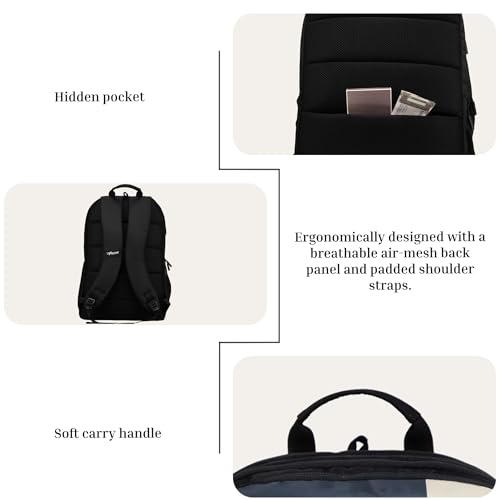 Image of F Gear Akira Black 26L Backpack, 3 Spacious Compartments, 3 Pockets and 1 Hidden Pocket|Anti theft Backpack|Airflow Padded Back Panel|Lightweight & Durable|Ideal for Office, Daily Use & Travel