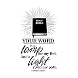 Feingravierte Aufkleber Bibel Psalm 119 105 Kalligraphie-Schriftzug Text 54x95.9cm Änderungen und Informationen möglich Schwarz