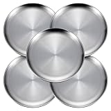 ICSTM Small Stainless Steel Plates,5 Pcs 5.5 Inchs Dinner Dishes Plates Camping Plate,Perfect for Snack Candy Cake Dessert Fruit Camping Etc Reusable and Dishwasher Safe (5, 5.5 inches)