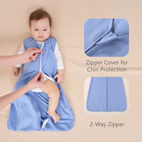 Image of Baby Sleep Sack 0-6 Months, 100% Cotton Sleeping Sack for Newborn and Infant, 3 Pack Baby Wearable Blanket, 0.5 Tog Lightweight Double Zipper Sleep Bag Apricot