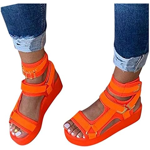 AODONG Gibobby Womens Sandals,2021 Fashion Ankle Buckle Sandals Summer Beach Sandals Open Toe Espadrille Platform Orange Cover