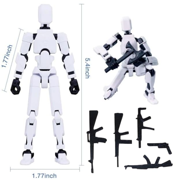 Image of (Do it Yourself) Action Figure Toys,DIY Assembly Dummy 13 Action Figures,Articulated Joints Robot,Gift Idea for Teens & Adults for 14+ (White)