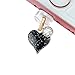 ELISE & FONDA CP130 USB Charging Port Anti Dust Plug Cute Heart Love Pendant Phone Charm for iPhone 11/ XS MAX/XR/X/8 Plus/7/6S/7/SE iPad iPod (Black)