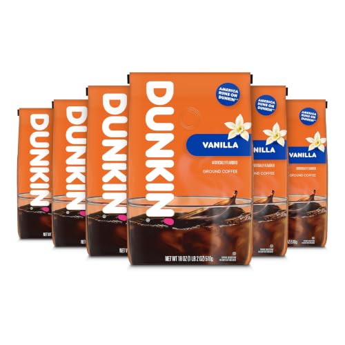 Dunkin’ Vanilla Artificially Flavored Ground Coffee, 6 (18 Oz.) Bags