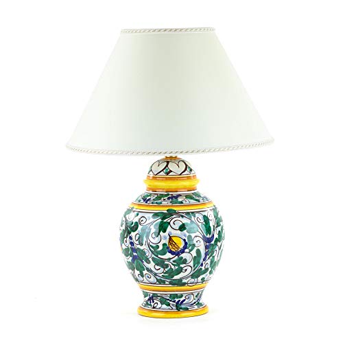 Lámpara de cerámica de Caltagirone decorada a mano, lámpara de mesa artística