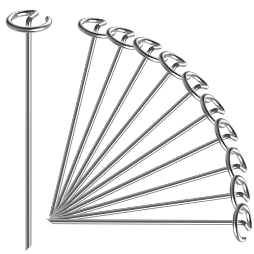 12 Inch 8 Gauge Circle Top Landscape Fabric Staples HKKZYT 25/50/100 Pcs Galvanized Landscape Fabric Pins Gardening Essentials Garden Weed Barrier Stakes Sod Staples for Outdoor (25pcs)