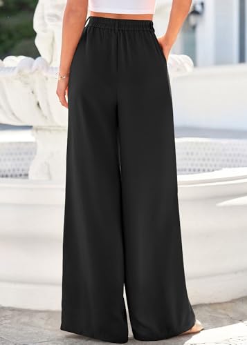 KIRUNDO Dress Pants Women 2026 Summer Polka Dot Palazzo Wide Leg Trousers Flowy Business Casual Slacks for Work with Pockets(Black, Small) — view 2