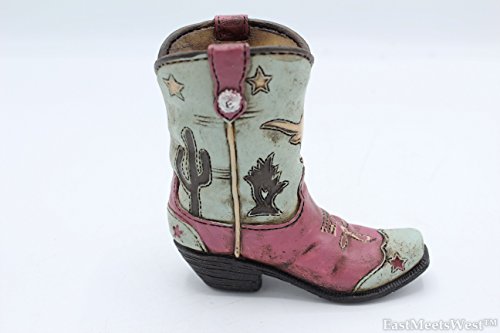 Rainbow Small Western Rustic Pink Blue Hand Tooled Flower Bird Cowboy Cowgirl Boot Vase Pen Holder #TOP3