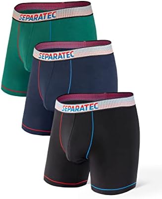 Separatec Men's Dual Pouch Underwear Single-Sided Moisture Transported Boxer Briefs 2-3 Pack