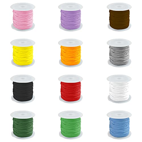 WENRERO 12 Rollen 0.8mm Faden Schnur 20M Schmuck Nylonschnur Perlenfaden Schnur in 12 Nylon Knotenschnur Handstrickschnur Sicken Fadenschnur für DIY, Handwerk, Schmuckherstellung