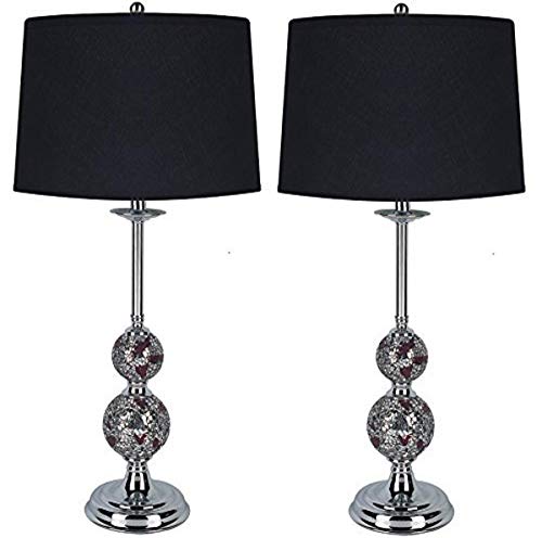Super Brands Major-Q Victorian Black Glass 30" H Table Lamp Set