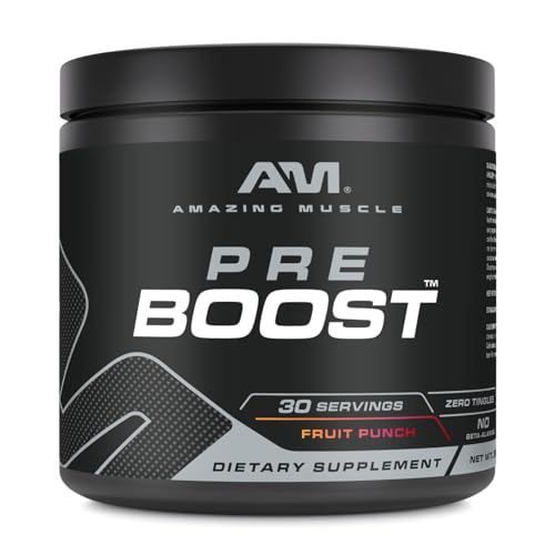 Image of Amazing Muscle Pre Boost | 30 Servings | 324 Grams | Pre-Workout Supplement | Fruit Punch Flavor | Made in USA