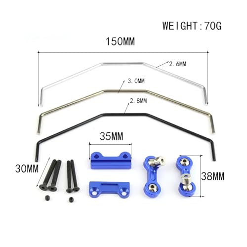 Compatible with Traxxas for X-Maxx for XMAXX 1/5 RC Car Parts Accessories Metal Front and Rear Sway Bar Anti Roll Bar Kit RC Upgrade Spare(2pcs)