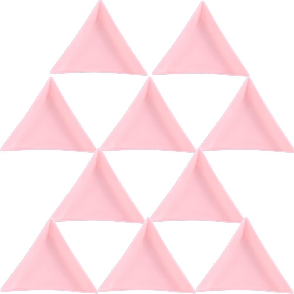10Pcs Pink Triangle Nail Art Tray Rhinestone Storage Holder Display Plate Crystal Sorting Trays Beads Decor Picker Sorting Storage Plates Tray Beading Mats, Trays and Boards