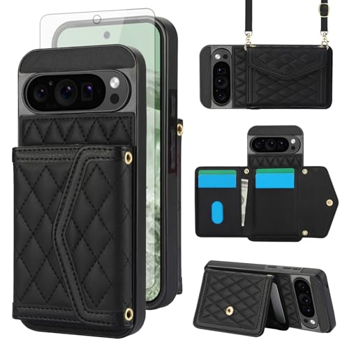 Étui en cuir Google Pixel 9 Pro XL avec blocage RFID et bandoulière