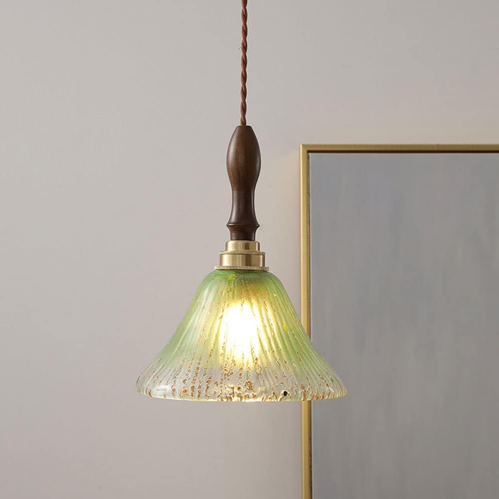 OUDINI Kitchen Island Ceiling Hanging Light Fixture,Cap Pendant Light,American Style Retro Walnut Decorative Chandelier,for Kitchen Island Dining Room