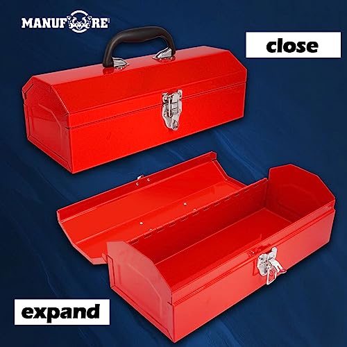 MANUFORE 16" Metal Tool Box Lightweight and Sturdy Storage Box Made of Heavy Steel and Nicely Finished and Painted by MANUFORE - Image 6