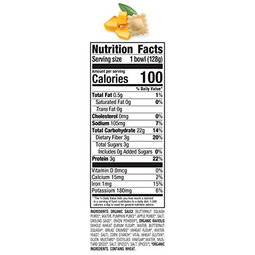 Happy Tot Organics Love My Veggies Bowl, Squash Ravioli With Squash, Pumpkin & Sage Sauce, 4.5 Ounce Pouch (Pack Of 8) Packaging May Vary #TOP3