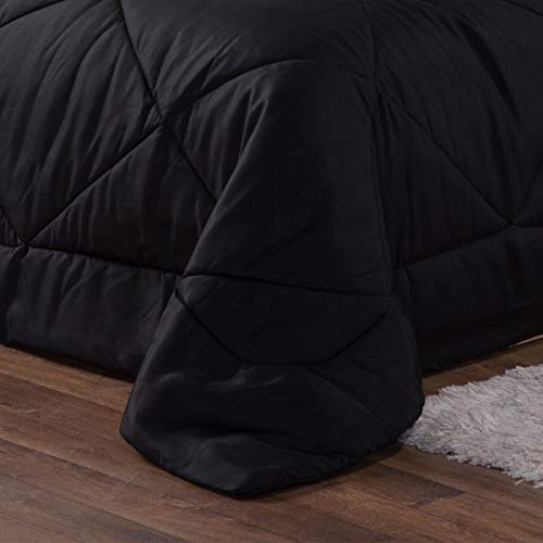 King Size Edredom + Lençol + Fronhas Kit 6 Peças Antialérgico (Preto)