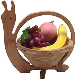 GMMH Foldable Basket Bamboo Decorative Bowl, Fruit Bowl, Wood Apple 1