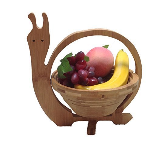 GMMHFoldable Basket Bamboo Snail Decorative Bowl, Fruit Bowl, Wood