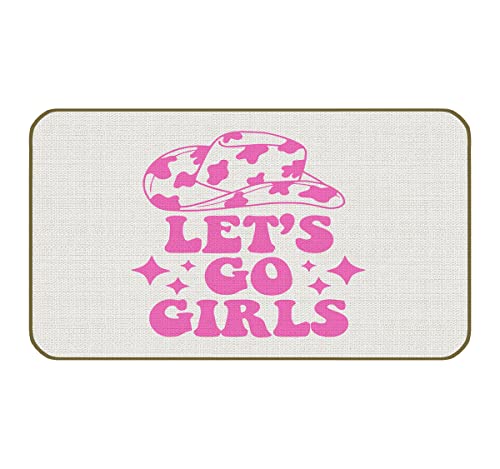 Uinhmop Let's Go Girls Hot Pink Preppy Cowgirl Hat Decorative Doormat 17 ×30 Inch,Preppy Trendy Welcome Floor Mats,Preppy Decor For Home Girls Room Dorm Outdoors Indoor Entryway,Teen Girls Gifts #TOP25