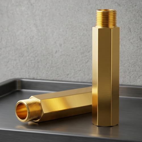 GASHER 2PCS 100mm Extension Brass Pipe Fitting, 1/4" NPT Female to 1/4" NPT Male Pipe Hex Bushing Adapter Converter Adapter by GASHER - Used condition - Image 9