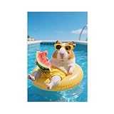 BMIQWAHG Meerschweinchen-Poster für Poolurlaub, 
