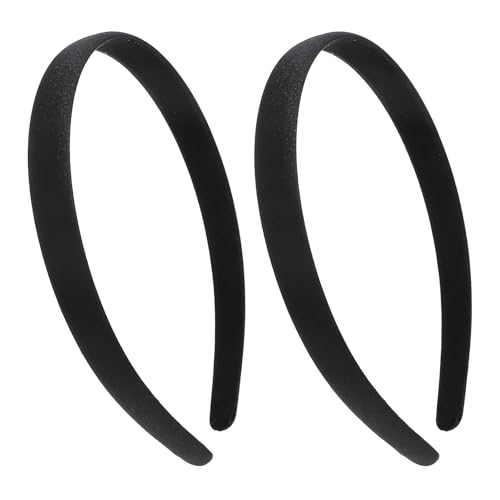 LIQWEI 2 Pcs Thin Black Headband, 1.5 Cm Non-Slip Plain