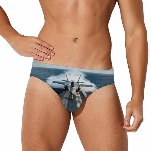 F-35 Fighter Jet U.S Air Force Men's Swimsuit Brief Quick Dry Bikini Swimwear Bathing Suit Beach Swimming Trunks