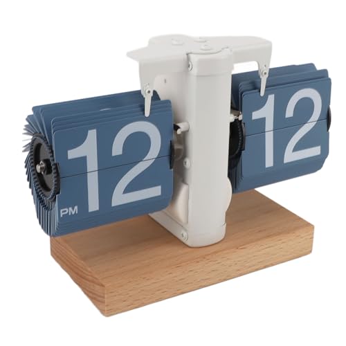 Reloj digital retro abatible con base de madera y mecanismo interno a pilas 2