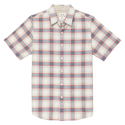 Image of Dubinik Mens Short Sleeve Button Down Shirts Soft Breathable Summer Vintage Regular Fit Lightweight Men's Casual Shirt