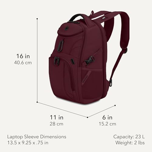 SwissGear 1900 Mini ScanSmart 16-Inch Backpack, Fits Up to 13-Inch Laptop, RFID Protection & ScanSmart TSA-Friendly Compartment, Merlot - image 2