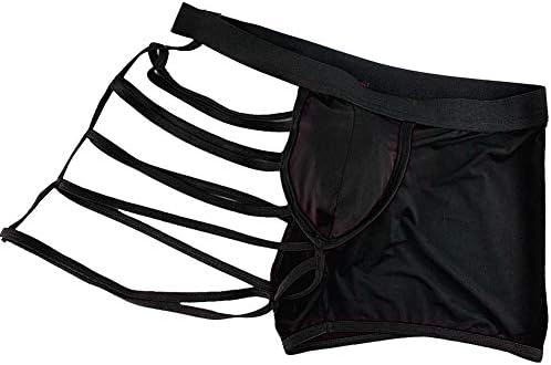 JEERLEEP Men's Sexy Lingerie Boxer Brief Underwear Black