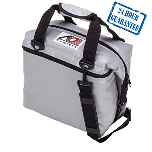 AO Coolers Sportsman Vinyl Soft Cooler with High-Density Insulation, Silver, 12-Can