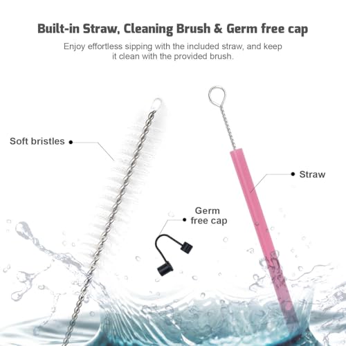 Image of MYOZ 1200ML Stainless Steel Water Mug with Handle, Lid, 2 Straws Leak-Proof Cupholder Tumbler for Gym, Travelling- Spill-Proof 40 oz Bottle (Bubblegum Swirl)
