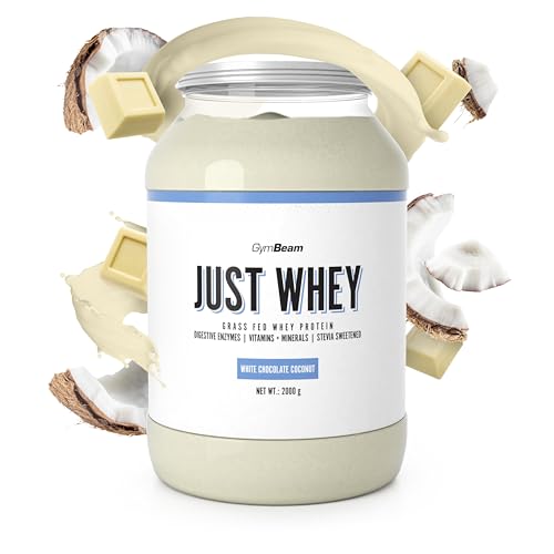 GymBeam Just Whey, Proteine in Polvere Multicomponente da Siero di Latte, Whey Protein, Concentrato e Idrolizzato, 22,4g Proteine per Dose (2000 g, White Chocolate Coconut)
