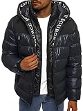 OZONEE Herren Winterjacke Jacke Winter Farbvarianten Warm Bomberjacke Steppjacke Wintermantel Kunstfell Daunenjacke Leichte Outdoor Puffer Jacket Gepolstert JS/M8110Z/215 DUNKELBLAU L