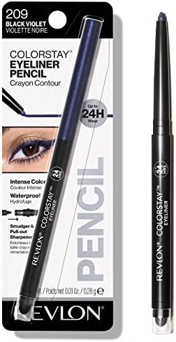 Revlon Pencil Eyeliner, ColorStay Eye Makeup with Built-in Sharpener, Waterproof, Smudgeproof, Longwearing with Ultra-Fine Tip, 209 Black Violet, 0.01 Oz