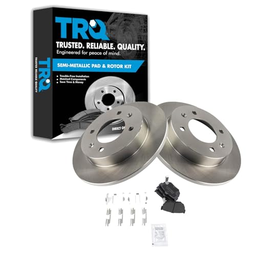 Image of TRQ Rear Brake Pad and Rotor Set Semi Metallic Solid Rotors | For 1997-2006 Hyundai Elantra 1997-2001 Tiburon