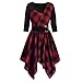Produktbild Damen 50s Vintage Rockabilly Kleid Jersey Sommerkleid Abendkleid Piebo Frauen Gitter A-Line Partykleider Lace Up Cosplay Kostuem Punk Mittelalter Schulterfrei Cocktailkleid (Gothic Kleid-Rot, M)