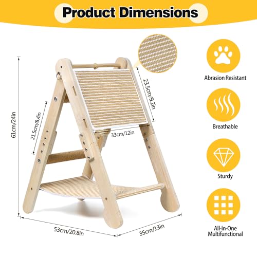 Cat Scratching Pads, Cat Scratch Board, Protecting Furniture Cat Scratcher with Toy Ball, Triangle Shaped 3 Usable Sides for Indoor Cats, Cat Scratch Post, Cat Toy Durable Woodboard Vertical — view 3
