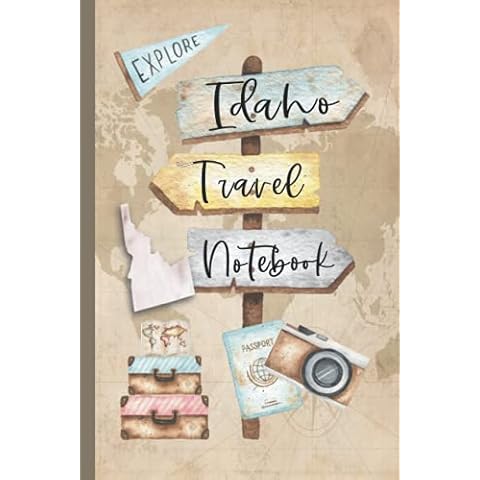 Idaho Travel Notebook: Vacation Log Book: Daily Traveling Record Journal, Half Blank, Half Dot Grid 100 Page Adventuring Diary, Gifts for Travelers Cover
