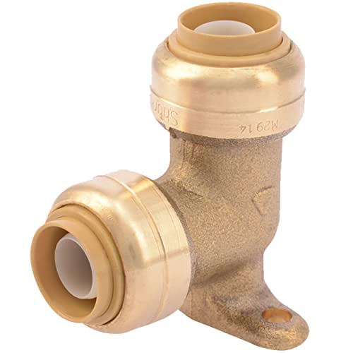 SharkBite 1/2 Inch 90 Degree Drop Ear Elbow, Push to Connect Brass Plumbing Fitting, PEX Pipe, Copper, CPVC, PE-RT, HDPE, U249LFA
