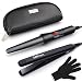 FARI Travel Hair Curling Iron and Mini Flat Iron 2 in 1 Kit, Ceramic Tourmaline Curling Wands and Hair straighteners Set, Heat Resistant Glove and Travel Pouch Included, Black