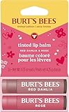 Burt's Bees Tinted Lip Balm Duo Pack, Limited Edition Gift Set With Rose & Red Dahlia,100% Natural Origin, 2x4.25g