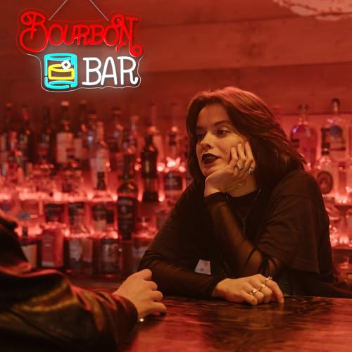 Image of Bourbon Bar Neon Signs for Wall Decor Dimmable LED Neon Light USB Powered Light up Signs for Home Underground Bar Theme Party Beer Bistro Whiskey Tasting Room Decor Gift for Dad